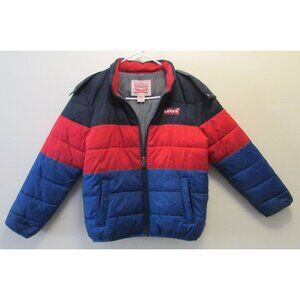 Levi's Kids Boy's Colorblock Hooded Puffer Jacket, Full Zip - Medium 10 12